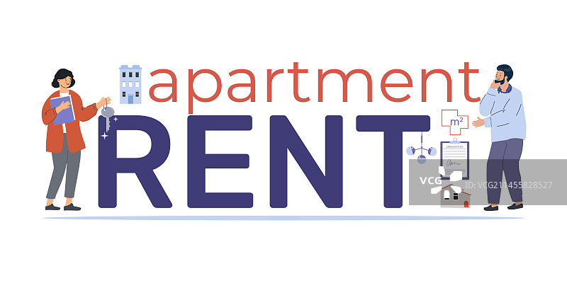 租赁公寓扁平风格文本图片素材