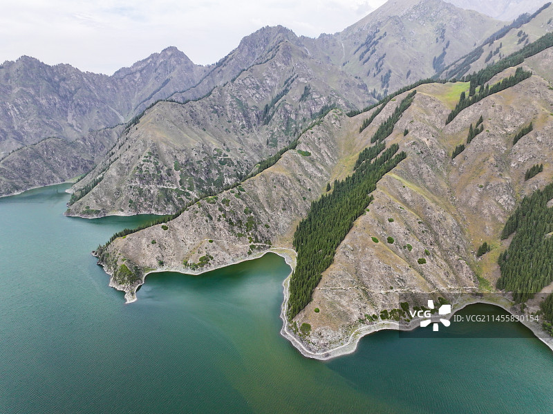 新疆阜康天山天池风光航拍图片素材