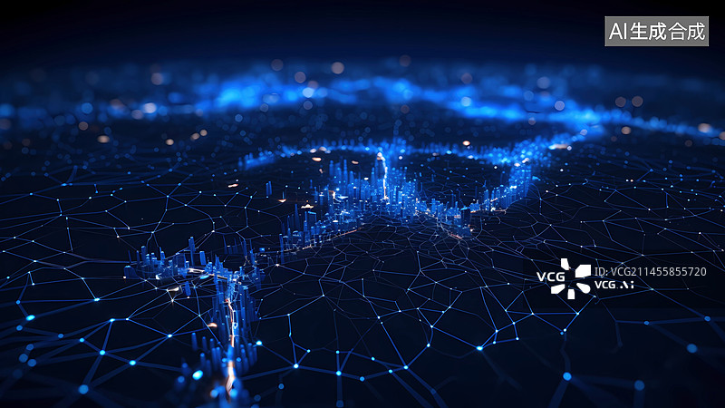 【AI数字艺术】数字孪生智慧城市连接概念背景图片素材