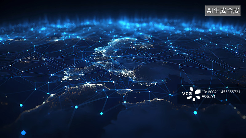 【AI数字艺术】数字孪生智慧城市连接概念背景图片素材