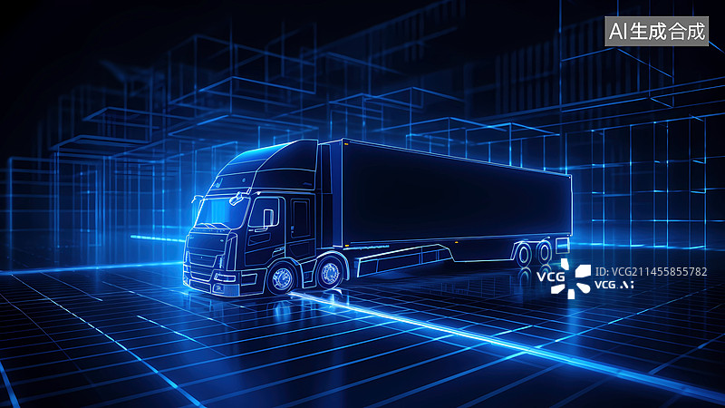 【AI数字艺术】新能源电动卡车概念背景图片素材