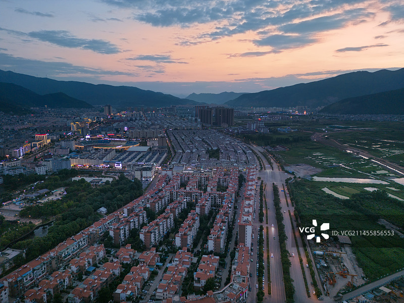 会泽日落航拍图片素材