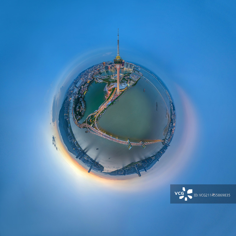 2023.9.23蓝调时航拍澳门塔全景图图片素材