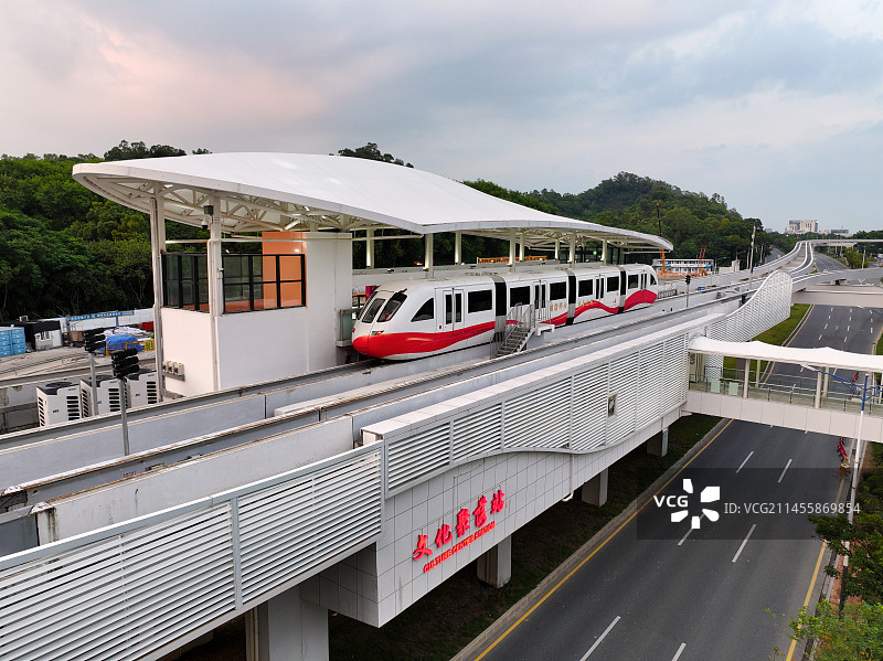 广东省深圳市坪山区政府中心公园航拍图片素材