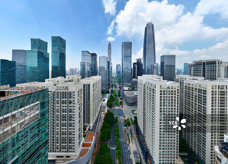 广东省深圳市福田区CBD会展中心平安大厦卓越中心航拍图片素材