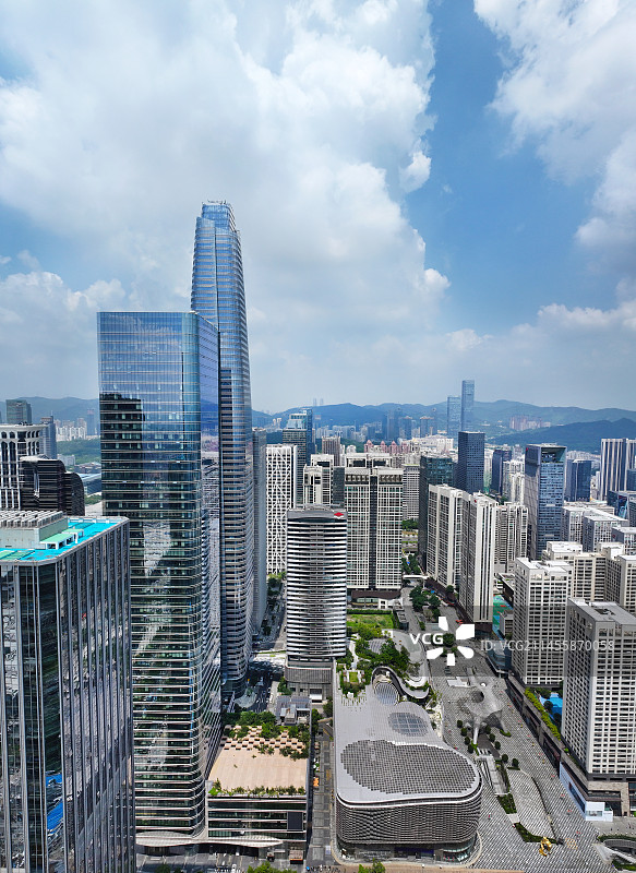 广东省深圳市福田区CBD会展中心平安大厦卓越中心航拍图片素材