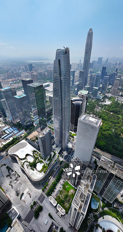 广东省深圳市福田区CBD会展中心平安大厦卓越中心航拍图片素材