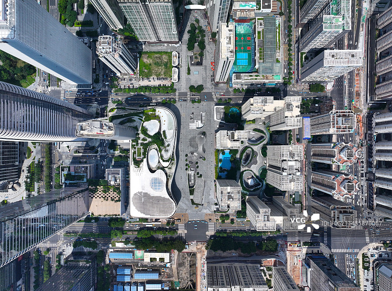 广东省深圳市福田区CBD会展中心平安大厦卓越中心航拍图片素材