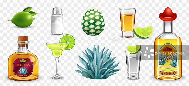 龙舌兰酒透明套装图片素材