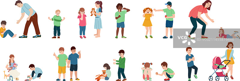 儿童行为扁平图标图片素材