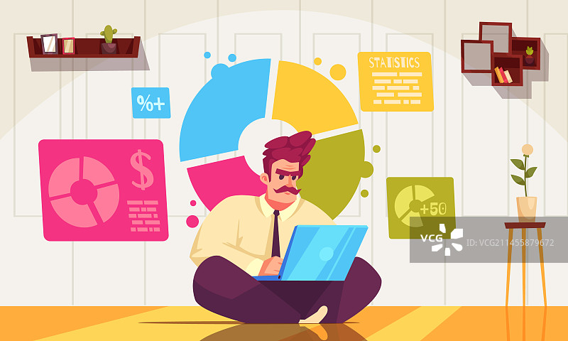 股市卡通组合图片素材