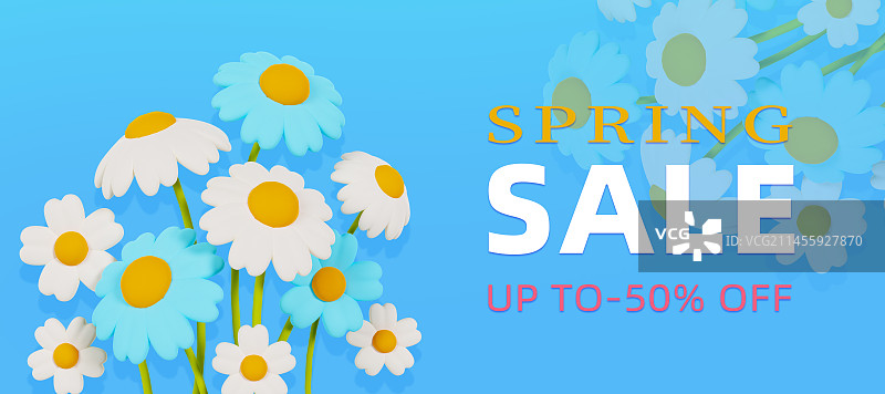 3D立体花卉小清新浪漫春天海报模板图片素材