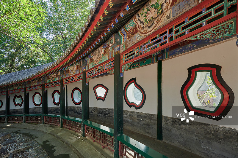 颐和园谐趣园长廊建筑图片素材