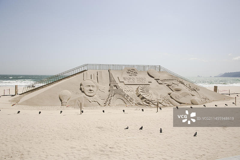 2030年釜山世博会沙雕：南海之滨的海云台图片素材