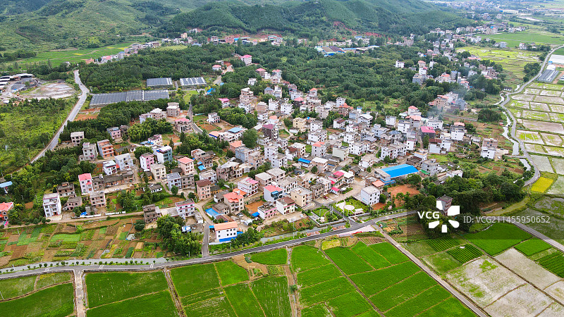蓝山县七甲村航拍图片素材