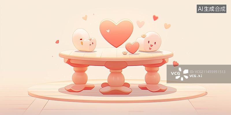 【AI数字艺术】可爱的梦幻治愈风格桌子图片素材