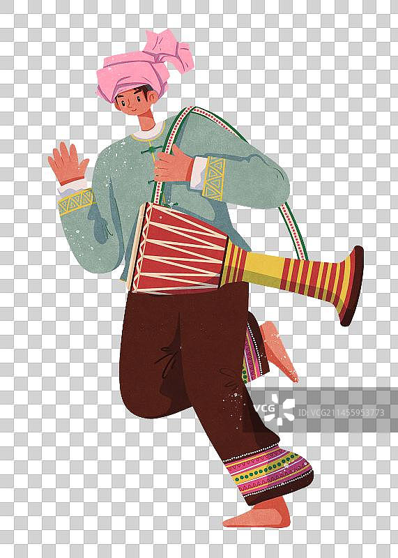 傣族演奏象脚鼓的男性图片素材