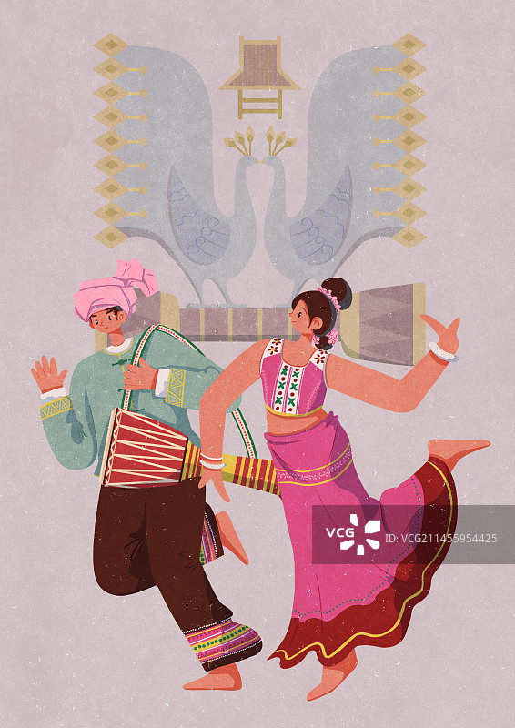 傣族庆祝节日的男女图片素材