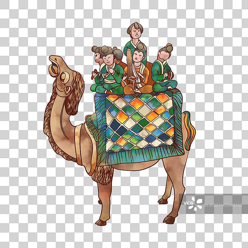 陕西历史博物馆唐三彩骆驼载乐俑图片素材