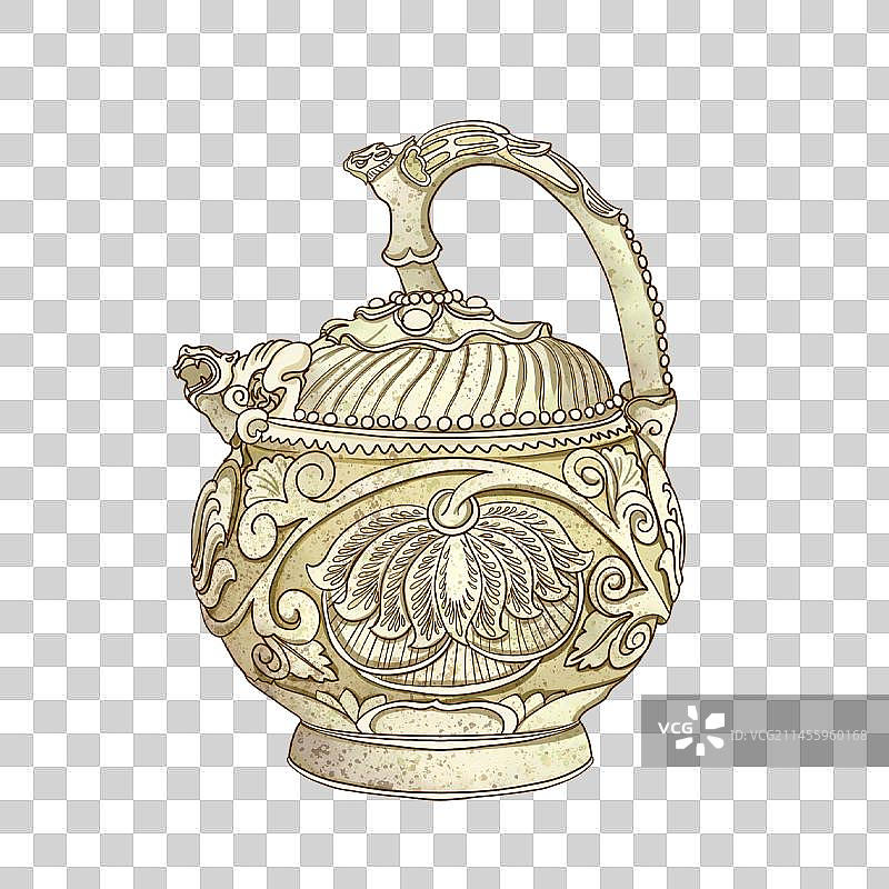 陕西历史博物馆青瓷提梁倒灌壶图片素材