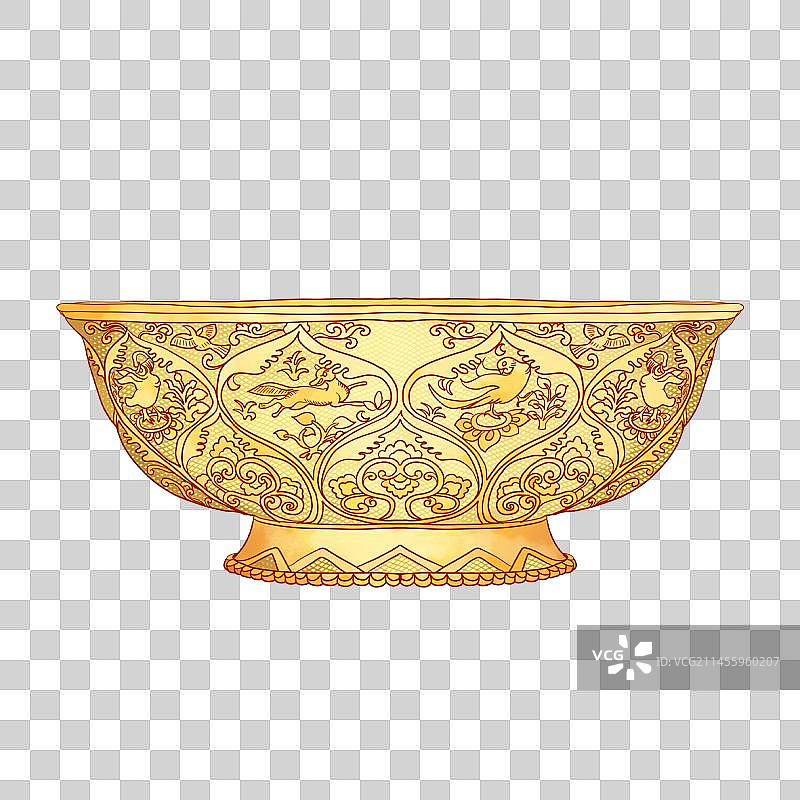 陕西历史博物馆鸳鸯莲瓣纹金碗图片素材