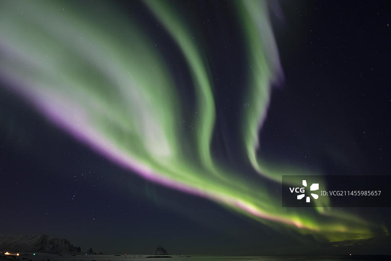 挪威安enes群岛的北极光图片素材