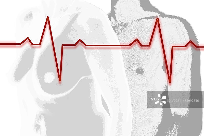 男人女人心率插画图片素材