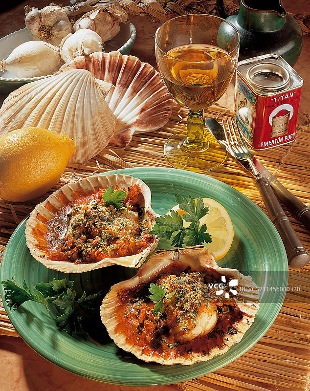 扇贝焗烤，西班牙，欧洲图片素材