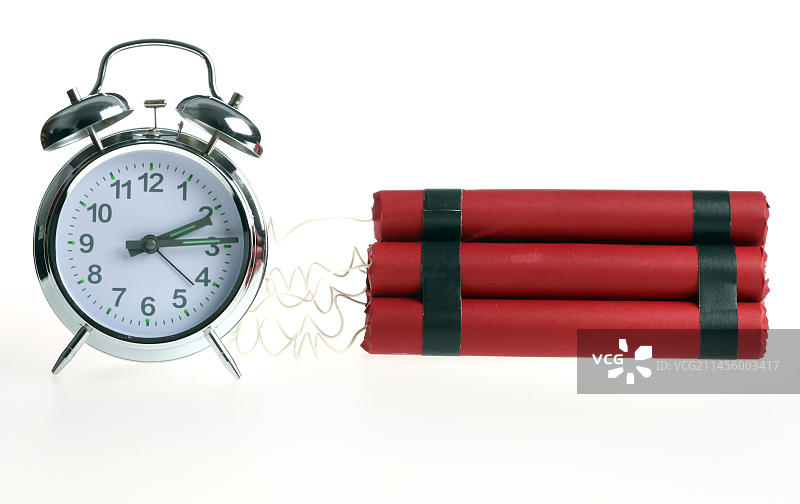 闹钟引爆的定时炸弹，象征图像图片素材