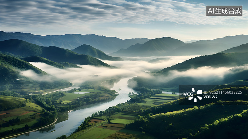 【AI数字艺术】山水广告背景图片素材