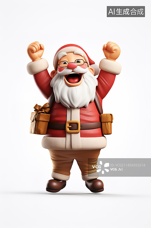【AI数字艺术】3D渲染圣诞老人白色背景图片素材