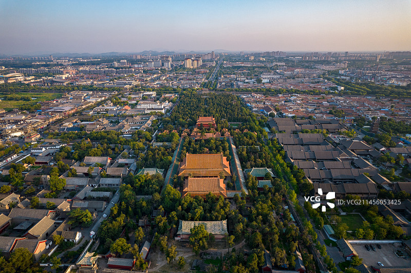 中国山东省济宁市曲阜市曲阜孔庙航拍图片素材