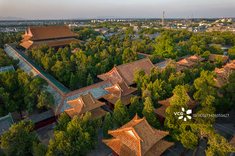 中国山东省济宁市曲阜市曲阜孔庙航拍图片素材