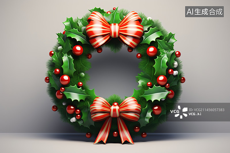 【AI数字艺术】圣诞花环图片素材