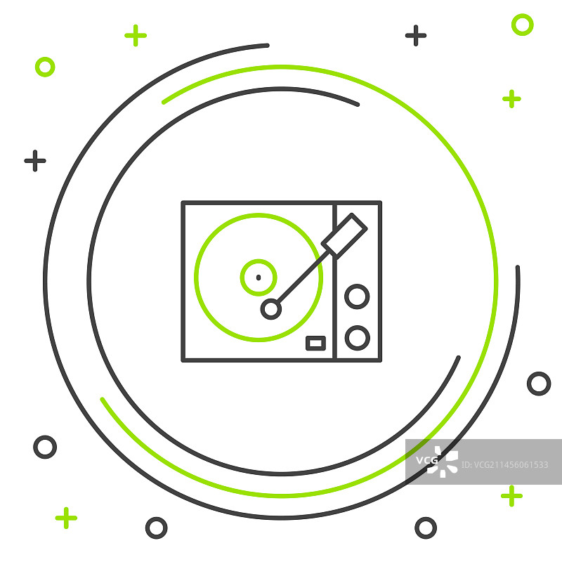 带黑胶唱片的黑胶播放器线性图标图片素材