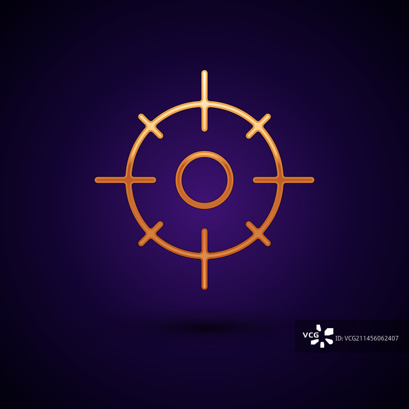 黑色背景上的金色靶标运动图标图片素材