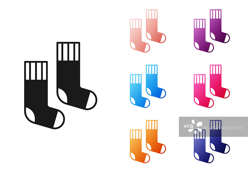 白色背景上的黑色袜子图标合集图片素材