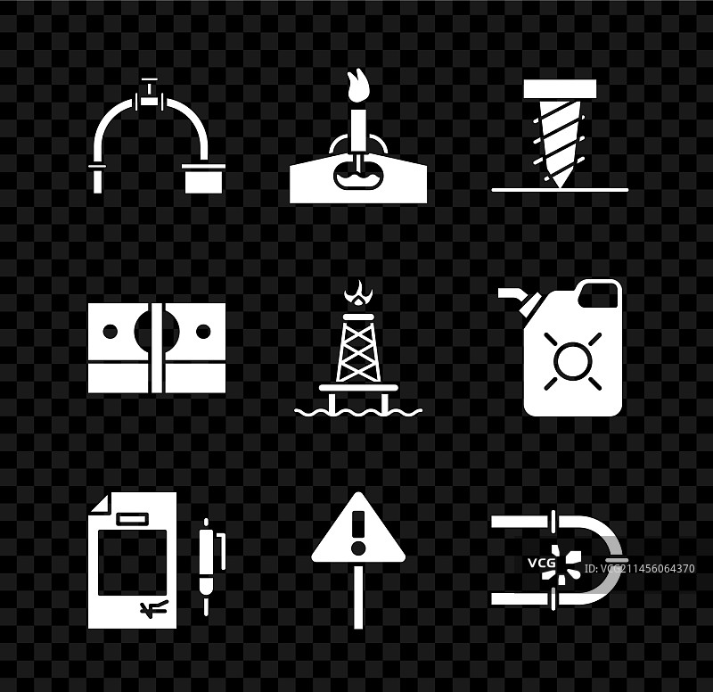 带火焰的石油钻井平台管道阀门工业装置图片素材