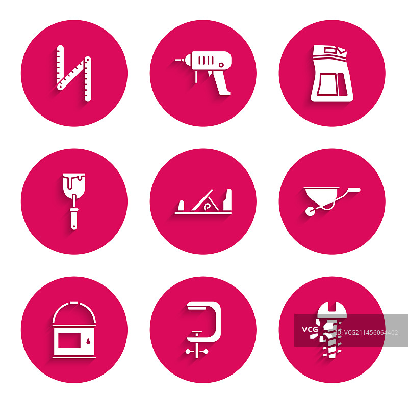 木刨、工具夹和金属螺丝图片素材