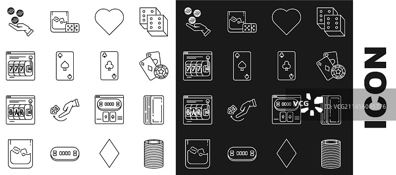 赌场筹码与纸牌相关线条素材图片素材