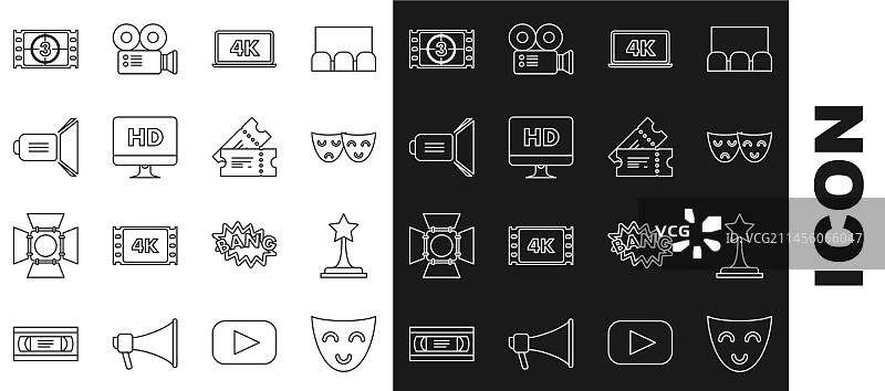 喜剧面具、电影奖杯组合图片素材