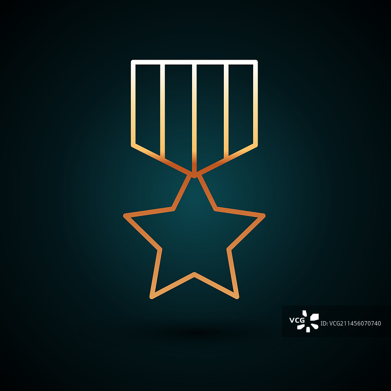 金色线条军事奖励勋章图标图片素材