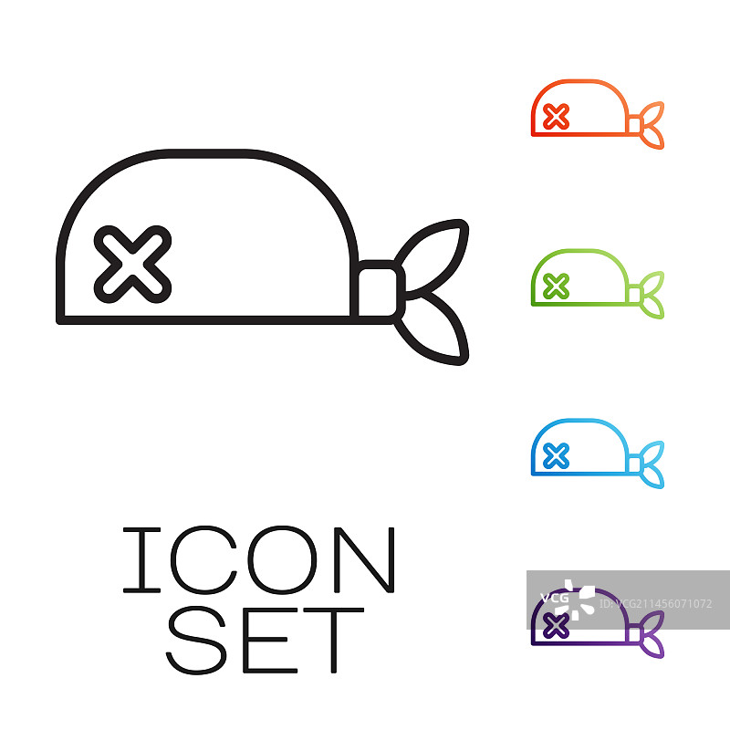 黑色线条海盗头巾图标图片素材