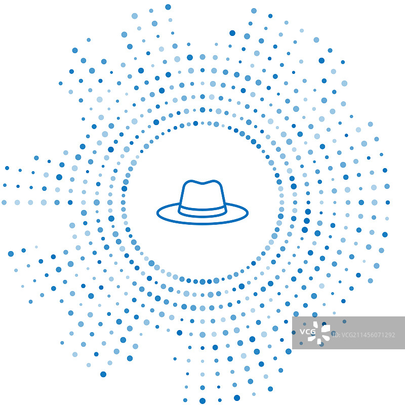 带有丝带的男士帽子蓝色线条图标图片素材