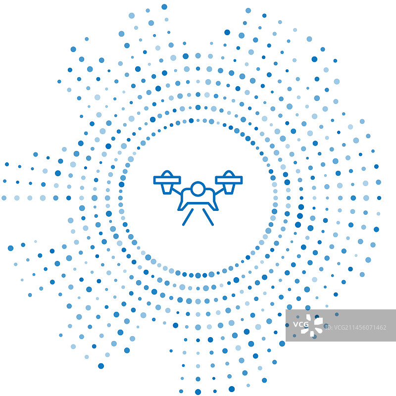 白色背景上的蓝色线条无人机飞行图标图片素材