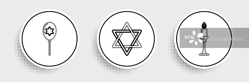 成套线条：烛台里的燃烧蜡烛与气球图片素材