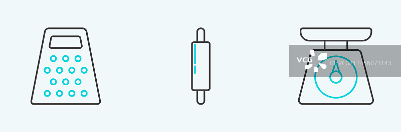 厨房秤擦菜板和擀面杖图标图片素材