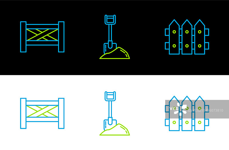 花园木栅栏和铲子图片素材