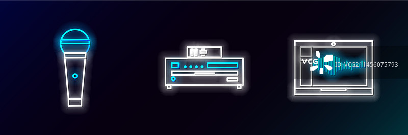 笔记本电脑上的录音机线性图标图片素材