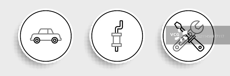 螺丝刀、扳手、汽车工具等元素组合图片素材